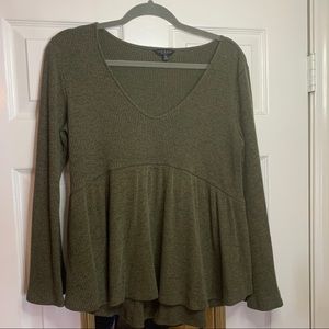 LUCKY BRAND olive green baby doll sweater top XL